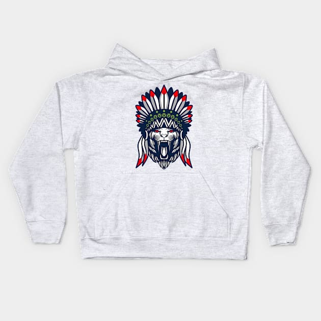 Tiger native american Kids Hoodie by Tuye Project